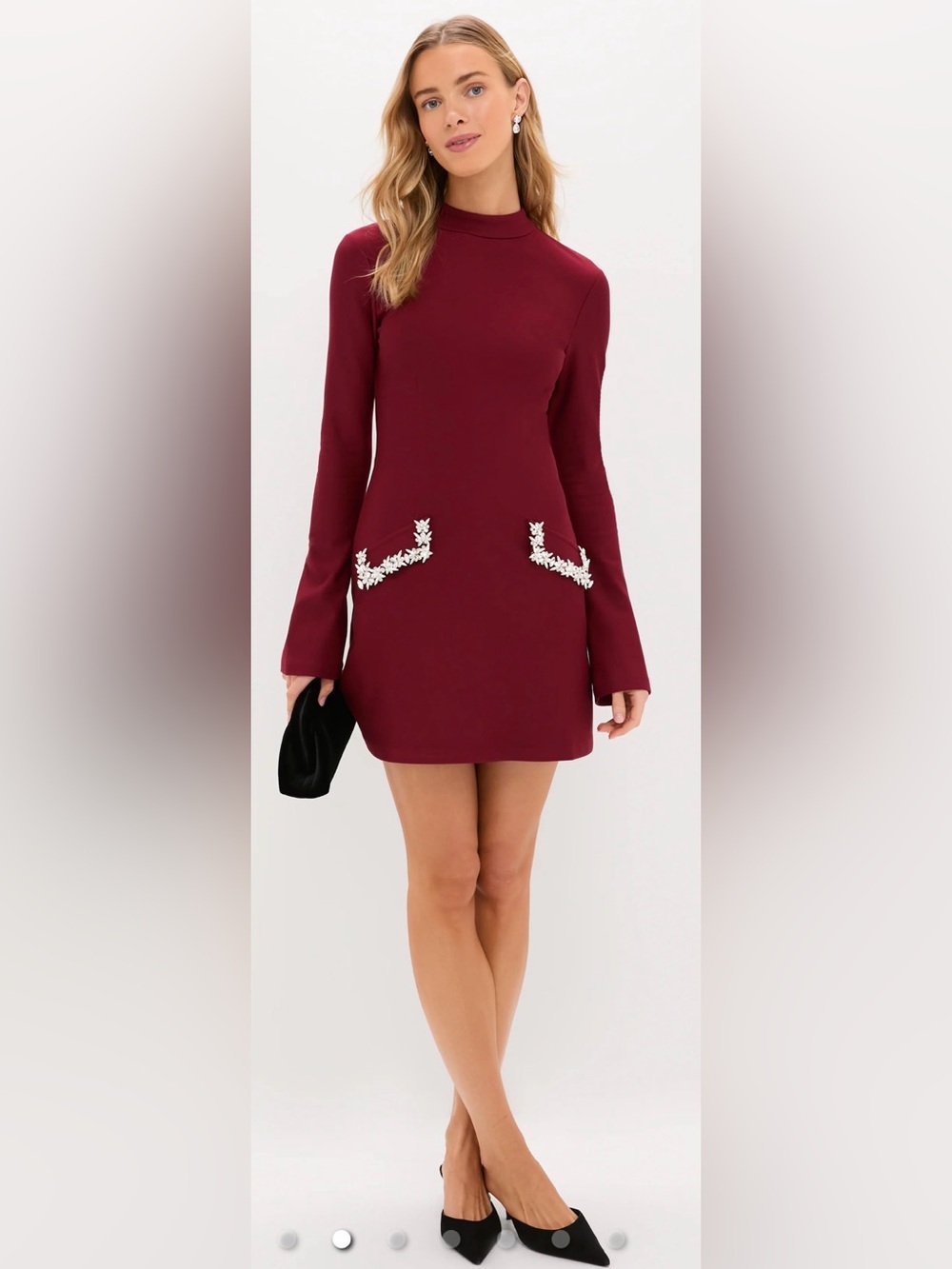 Hyacinth House burgundy embellished long sleeve mini dress XS